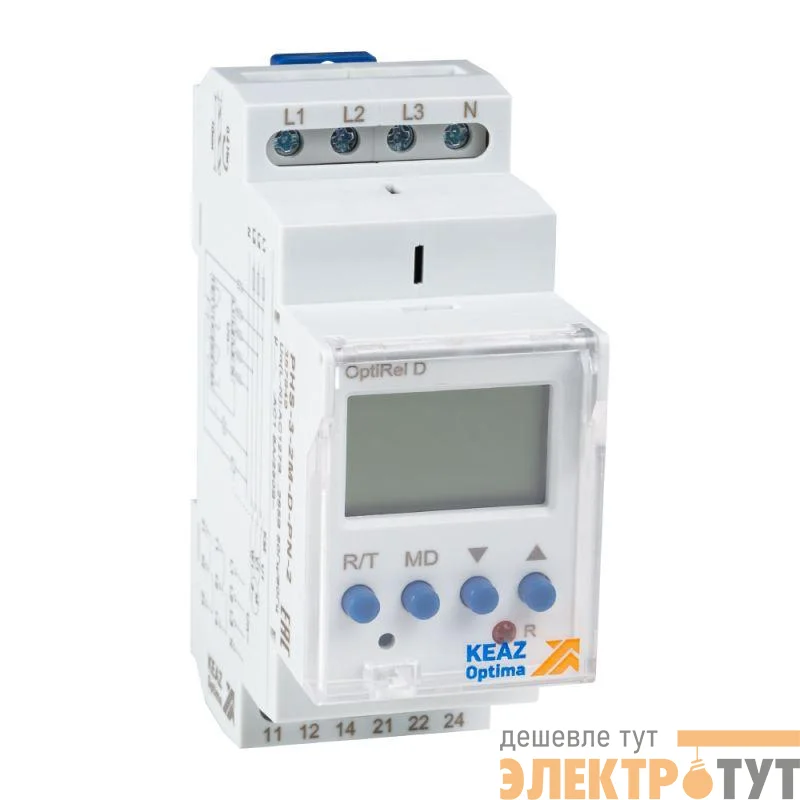 Реле контроля фаз OptiRel D PHS-3-2M-D-PN-2 цифровое 3Ф 2СО КЭАЗ 357849