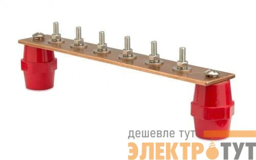 Шина главная заземляющая с изоляторами 6 подкл. 260ммх40ммх4мм медь DKC NE2006