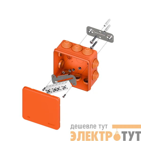 Коробка огнестойкая E45 100х100х50мм IP55 с клеммниками 7 полюсов 0.5-10кв.мм HF EKF plc-kmfr-100-710