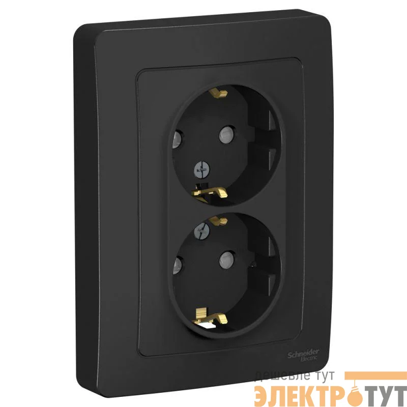 Розетка 2-м СП Blanca 16А IP20 250В с заземл. защ. шторки антрацит SchE BLNRS001126