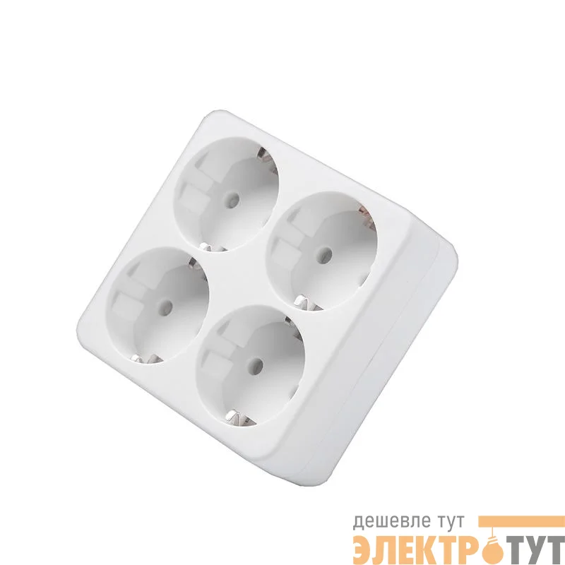 Разветвитель 4-м квадрат с заземл. 16А 3500Вт 250В бел. DОМТОК 2661