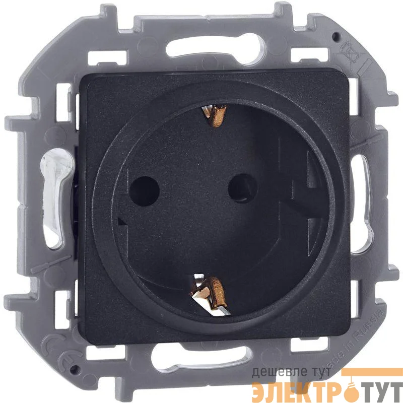 Розетка 1-м СП Inspiria 16А IP20 250В 2P+E защ. шторки немецк. стандарт механизм антрацит IEK 673733