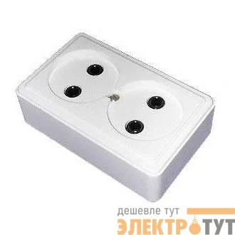 Розетка 2-м ОП 10А IP20 без заземл. бел. БЕЛТИЗ РА10-012