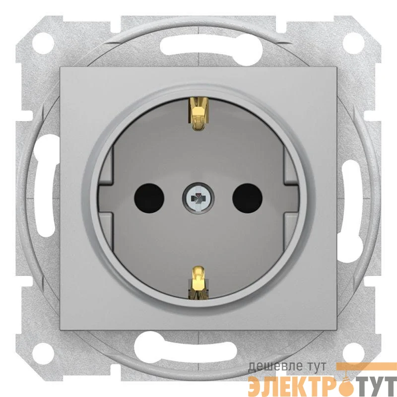 Механизм розетки 1-м СП Sedna защ. шторки с заземл. алюм. SchE SDN3000160
