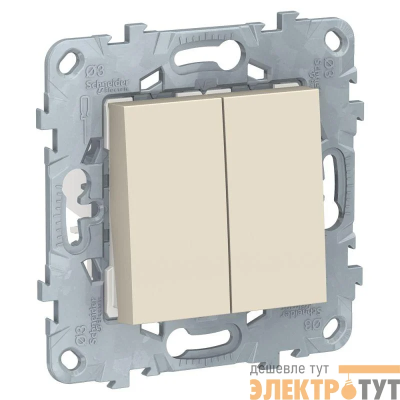 Переключатель перекрестный 2-кл. 2мод. СП Unica New IP21 (2х(сх. 7)) 250В 10AX беж. SchE NU521544