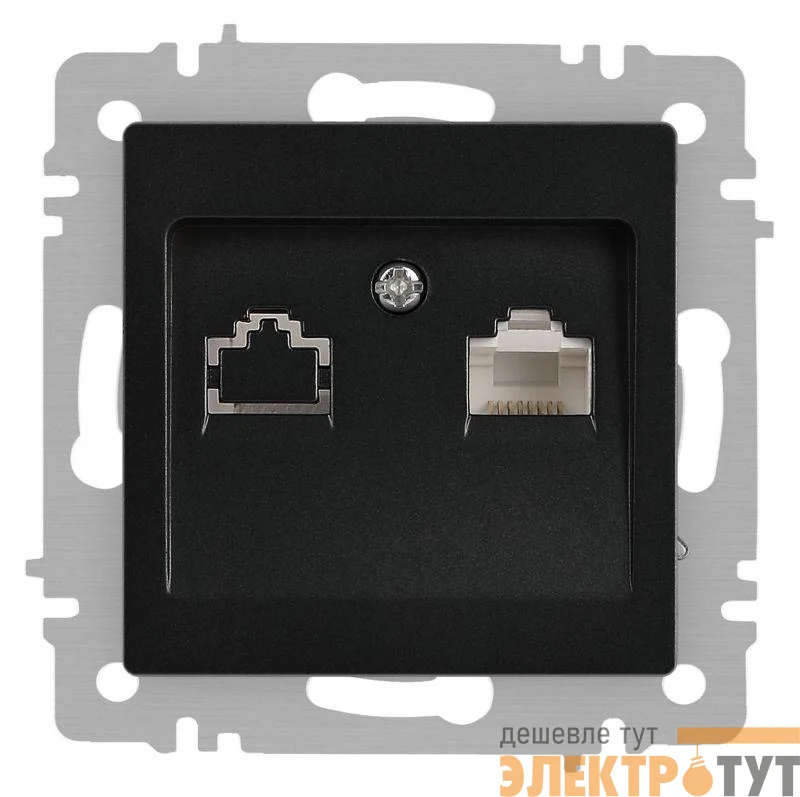 Розетка компьютерная 1-м СП Accent 6-303-05 RJ45 IP20 антрацит Intro Б0063634