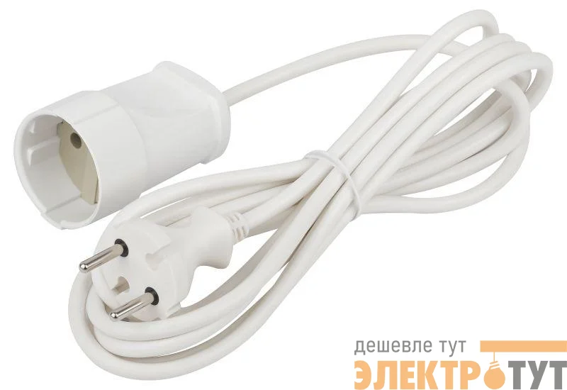 Удлинитель-шнур 1х3м без заземл. 6А IP20 UX(6)-1-3m ПВС 2х0.75 Эра Б0039819