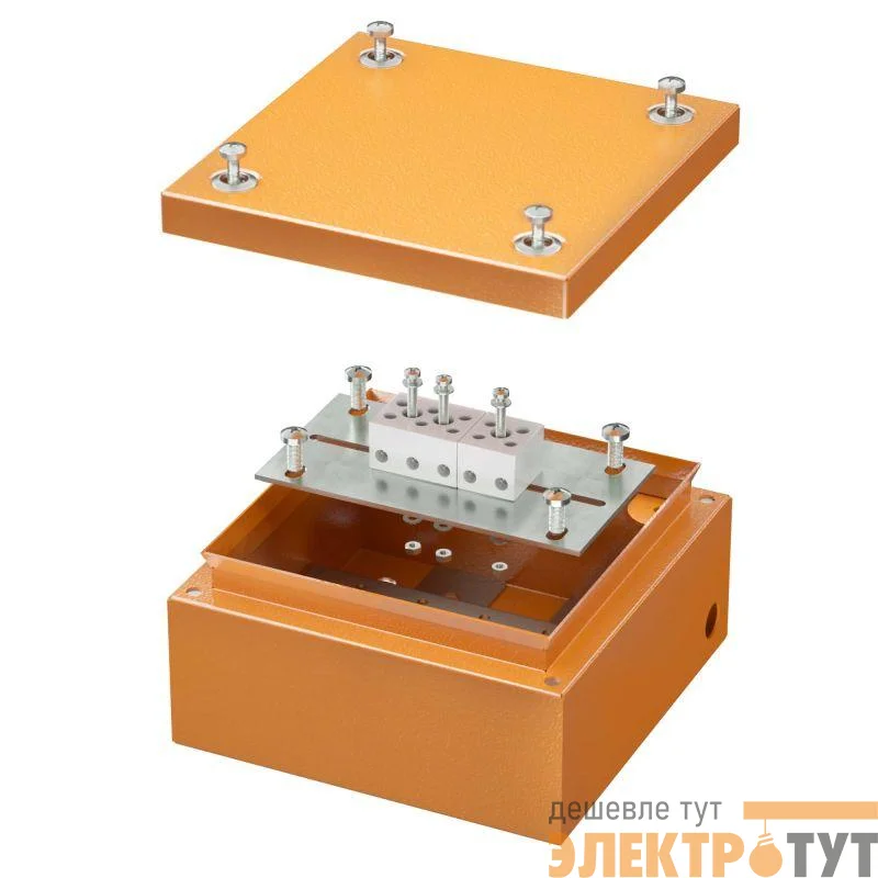 Коробка ответвительная FS150х150х80мм 5р 450В 10А 6кв.мм с гладкими стенками и клеммн. IP66 сталь. DKC FSB30506