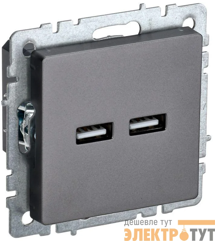 Розетка BRITE USB A+A 3.1А РЮ10-1-БрС механизм сталь IEK BR-U21-D31-K46