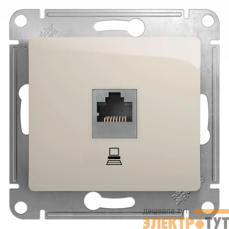 Механизм розетки комп. 1-м Glossa RJ45 кат.5е молочн. SchE GSL000981K