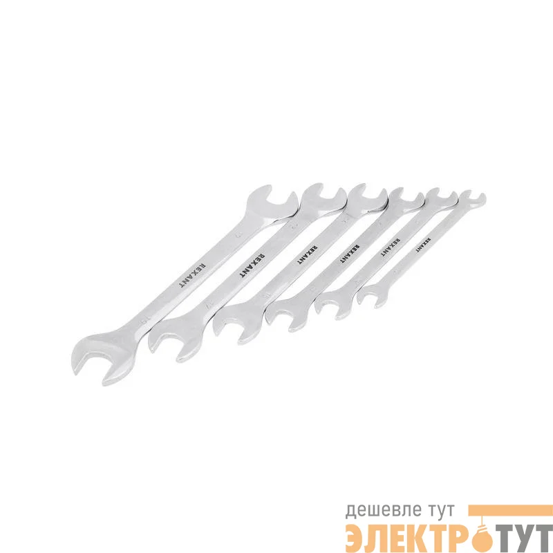 Набор ключей рожковых 8-19мм 6 предметов CrV зерк. хром. Rexant 12-5843