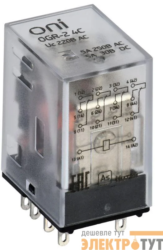 Реле общего назначения OGR-2 4C 220В AC ONI OGR-2-4C-AC220V