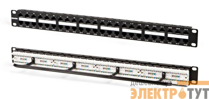 Патч-панель 19дюйм 1U RJ45 кат.5e 48 портов Dual IDC PPHD-19-48-8P8C-C5e-110D высокой плотности Hyperline 32809