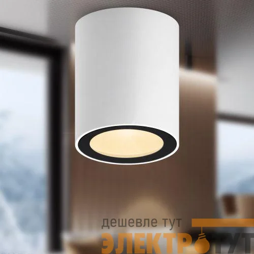 Светильник OL48 WH/BK MR16 GU10 IP44 настенно-потолочный спот черн./бел. Эра Б0059799