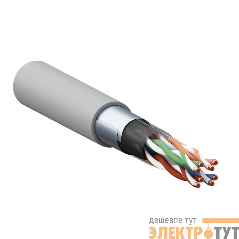 Кабель витая пара F/UTP кат.5E 4 пары 24 AWG solid PVC сер. TERACOM PRO EKF TRP-5EFTP-04PVC-GY-IN3