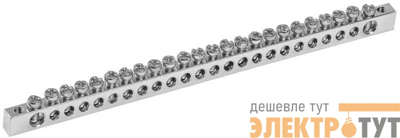 Шина PEN "земля-ноль" 6х9мм 24/2 Ni (24групп/крепеж по краям) IEK YNN11-24-100-N