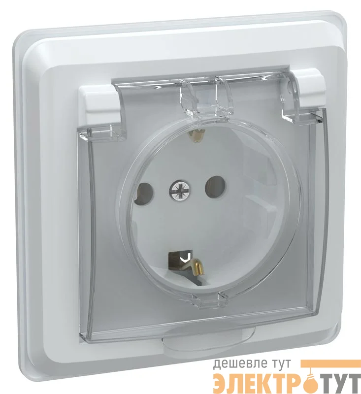 Розетка 1-м СП Вега РСбш10-3-ВБ 16А IP44 с заземл. защ. шторки с крышкой бел. GENERICA ERV16-K01-16-DM