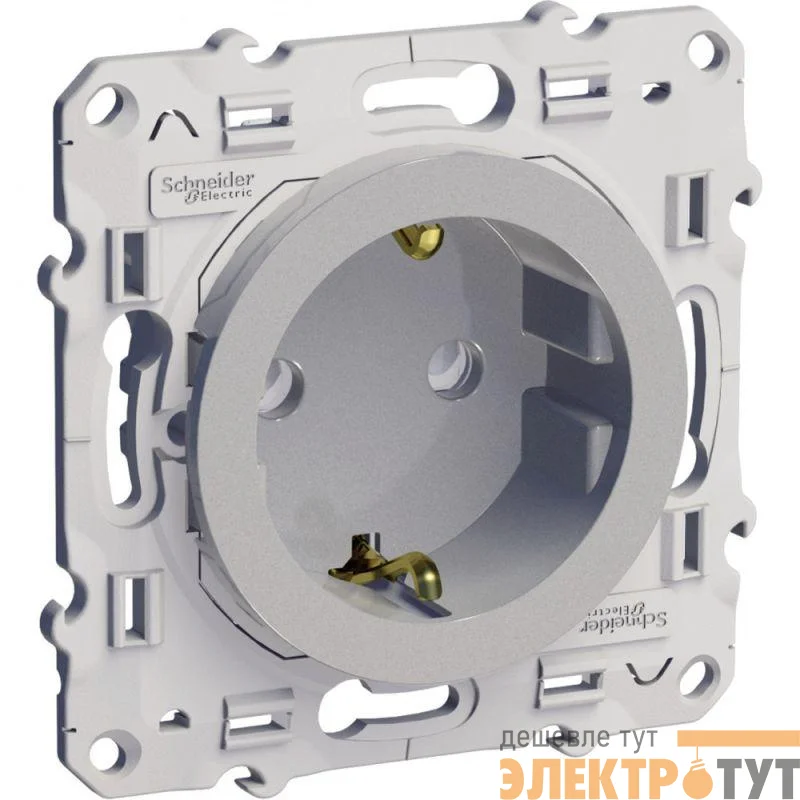 Механизм розетки 1-м СП Odace защ. шторки с заземл. алюм. SchE S53R037
