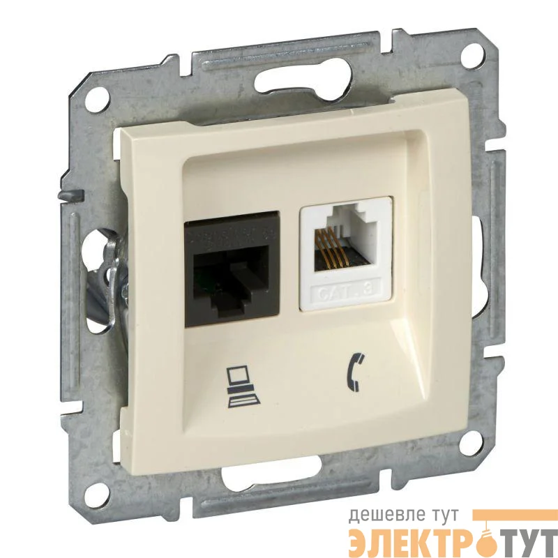Механизм розетки комп. + телеф. 1-м СП Sedna RJ11 + RJ45 беж. SchE SDN5200147