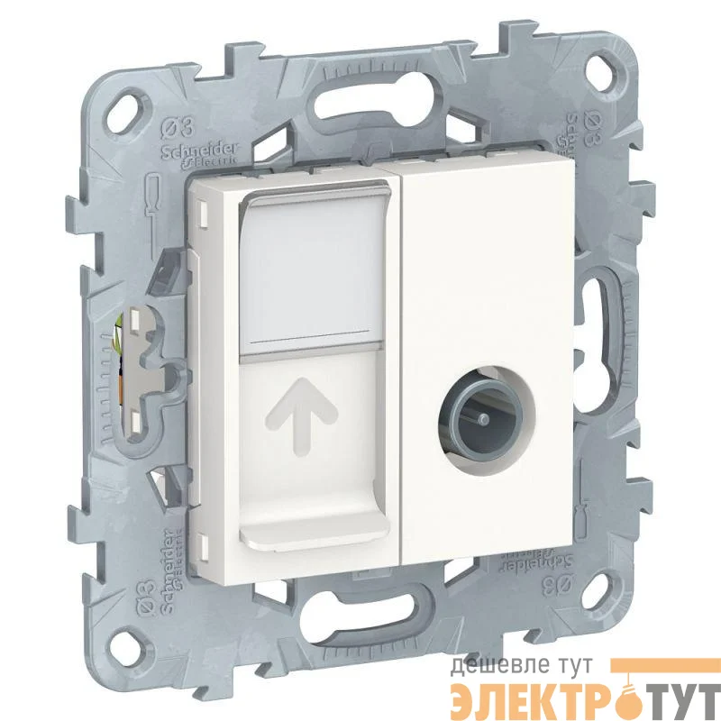 Механизм розетки TV UNICA NEW одиночная + комп. RJ45 кат.6 UTP бел. SchE NU547018