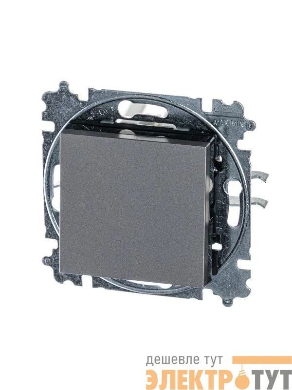 Переключатель 1-кл. СП Levit IP20 сталь/дым. черн. ABB 2CHH590645A6069