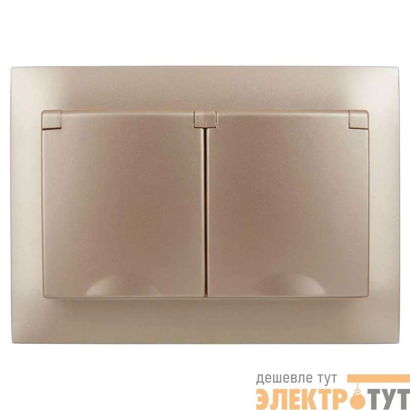 Розетка 2-м SKANDY 16А IP44 с крышкой в сборе SK-R12Sa песочн. IEK SK-R26-16-44-K98-F