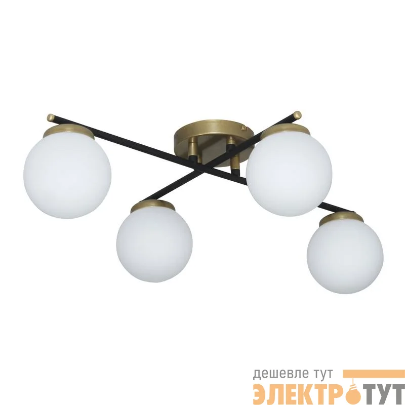 Светильник "Злата" 141 (плафон 8728) НСБ 01-4х25-101 G9 [ИМ] потолочн. черн.зол. Элетех 1005405280