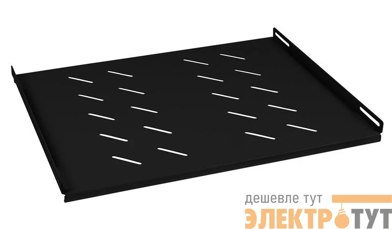 Полка 19дюйм перфорированная SH-J018-FC-600m-100KG-BK глубиной 400мм для напольных и настенных шкафов с глубиной 600мм усиленная до 100кг черн. (RAL 9004) Cabeus 8621c