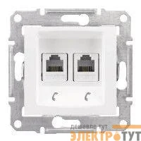 Механизм розетки телеф. 1-м СП Sedna RJ11 + RJ11 бел. SchE SDN4201121