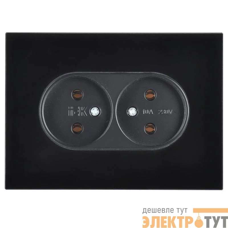 Розетка 2-м SKANDY 10А без заземл. без защ. шторок для плоской вилки SK-R03Bl черн. IEK SK-R20-10-K02