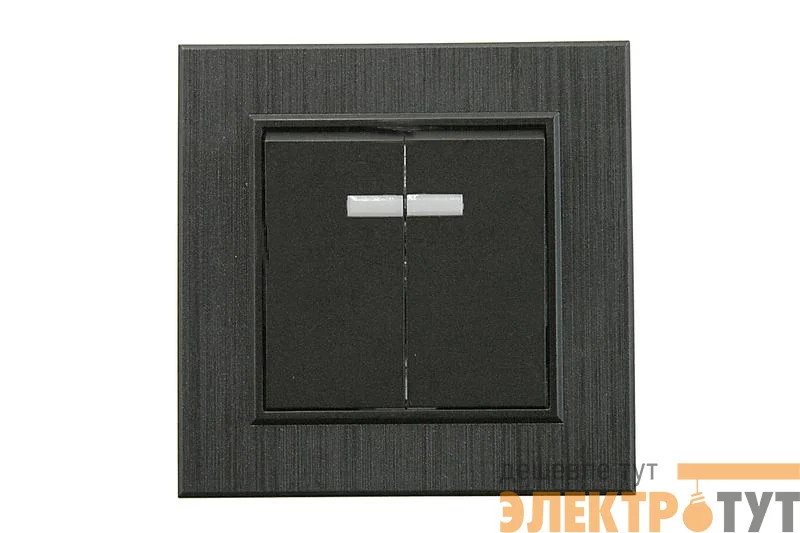 Выключатель 2-клав. с подсветкой Karea LINE STAR чер.Makel 86054023