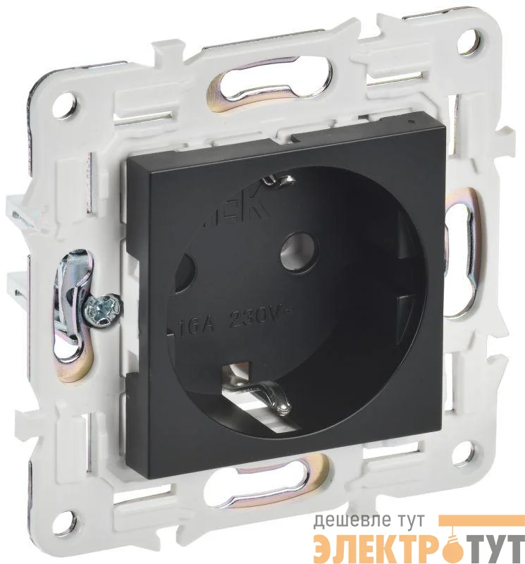 Розетка SKANDY 16А с заземл. без защ. шторок SK-R05Bl черн. IEK SK-R11-16-K02