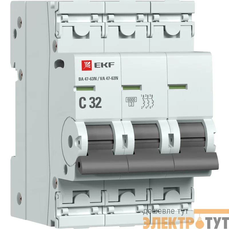 Выключатель автоматический 3п C 32А 6кА ВА 47-63N PROxima EKF M636332C