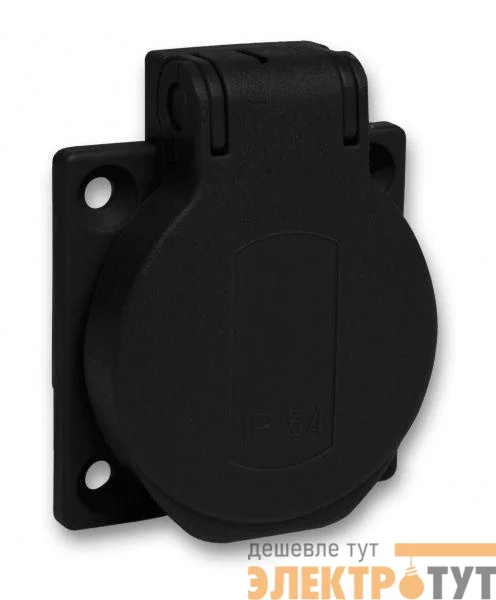 Розетка силовая 10/16А 50х50мм винты сзади IP54 черн. SchE PKS51N