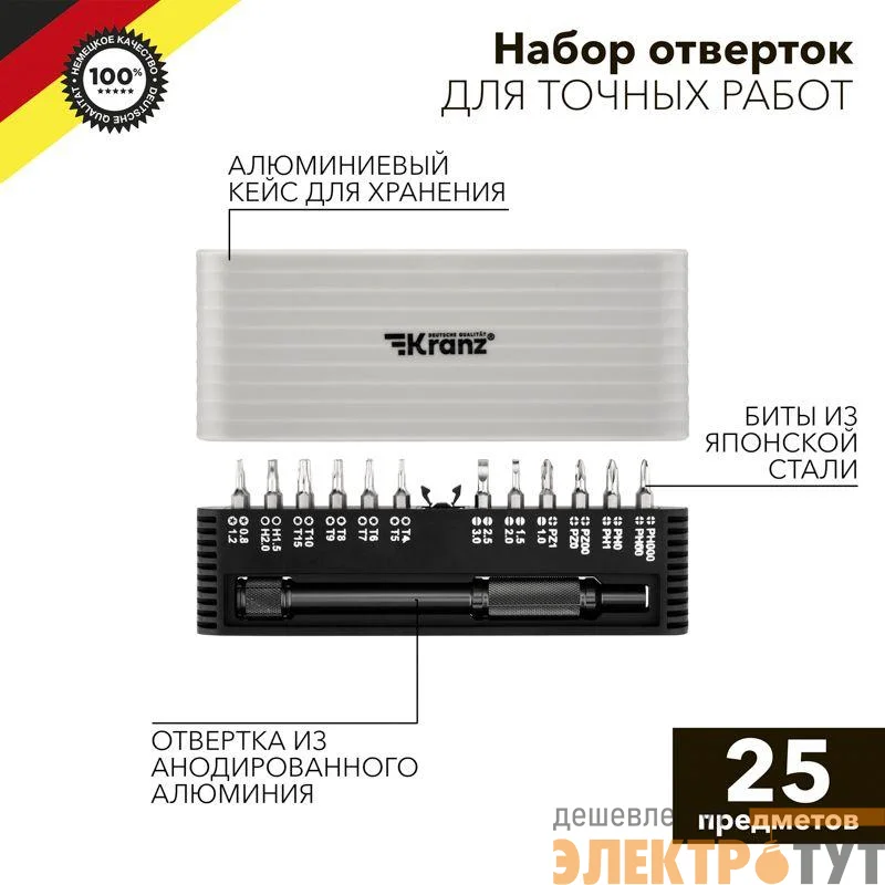 Набор отверток для точных работ RA-01 25 предметов Kranz KR-12-4751