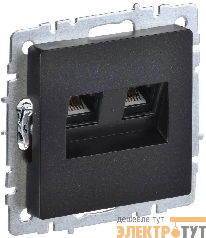 Розетка компьютерная двойн. СП RJ45 кат.5E BRITE РК10-2-БрЧ механизм черн. IEK BR-K20-1-K02