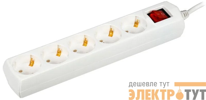 Удлинитель 5х1.5м с заземл. 10А 250В У05В GENERICA 2P+PE 3х1кв.мм IEK WYP10-10-05-D15-ZK-G
