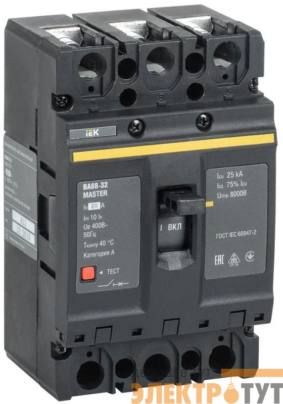 Выключатель автоматический 3п 50А 25кА ВА88-32 MASTER IEK SVA10-3-0050-02