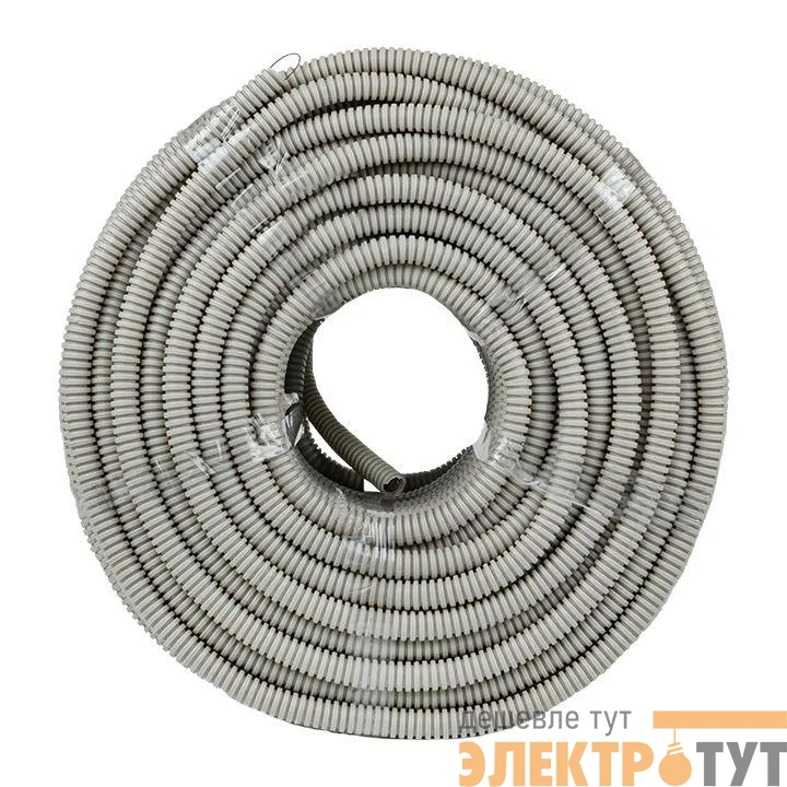Труба гофрированная ПВХ d16мм с протяжкой сер. (уп.100м) Plast PROxima EKF tg-z-16