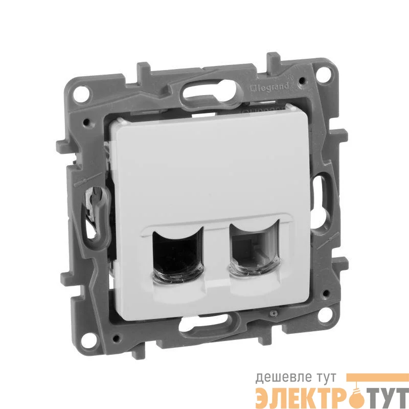 Механизм розетки комп. + телеф. 1-м СП Etika RJ11 + RJ45 CAT.5 UTP бел. Leg 672252