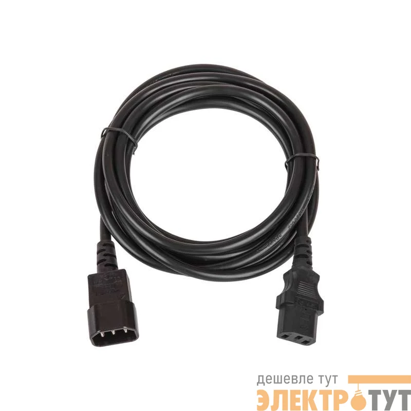 Кабель питания разъем C14 IEC 60320/разъем C13 IEC 60320 3х1кв.мм 250В 10А 1.8м черн. TLK TLK-PCM10-018