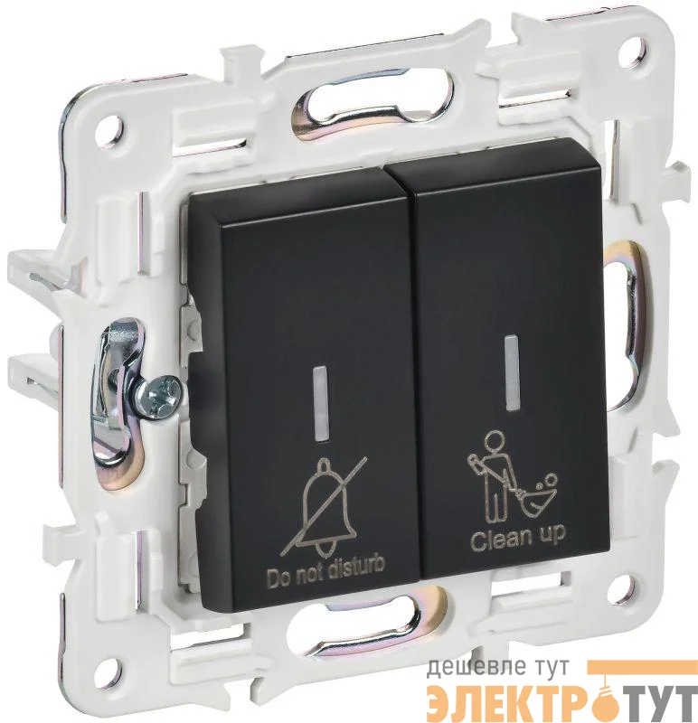 Выключатель 2-кл. SKANDY 10А SK-V16Bl для отелей с индикацией черн. IEK SK-V20-2-10-K02