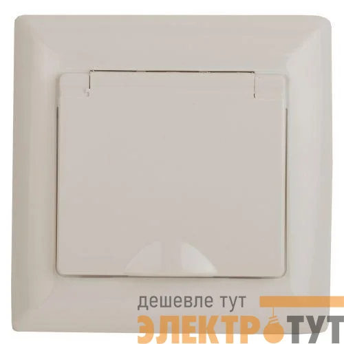 Розетка 1-м СП Solo 4-203-02 16А 250В IP20 2P+E Schuko с заземл. защ. крышка слон. кость Intro Б0053658