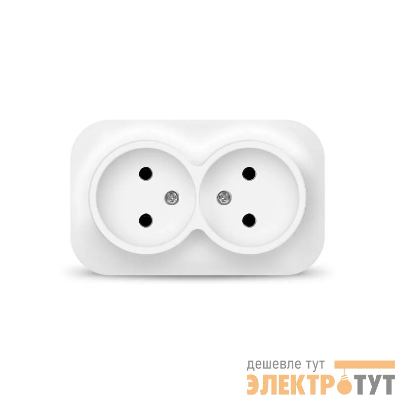 Розетка 2-м ОП 10А IP20 без заземл. бел. IONICH 1417