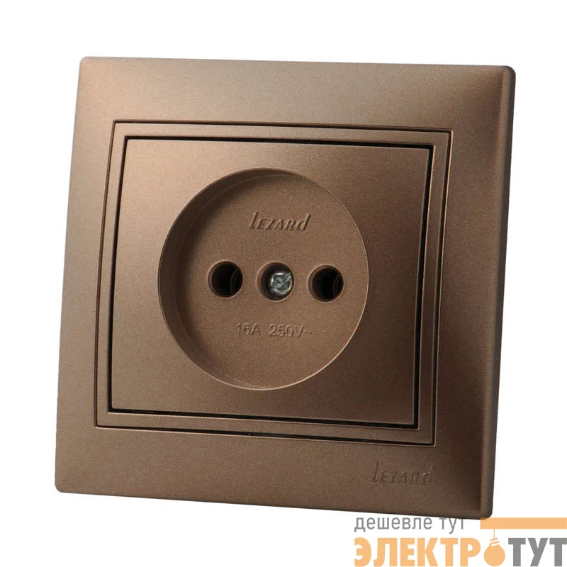 Розетка 1-м СП Мира 16А IP20 без заземл. керам. свет. корич. перламутр LEZARD 701-3131-121