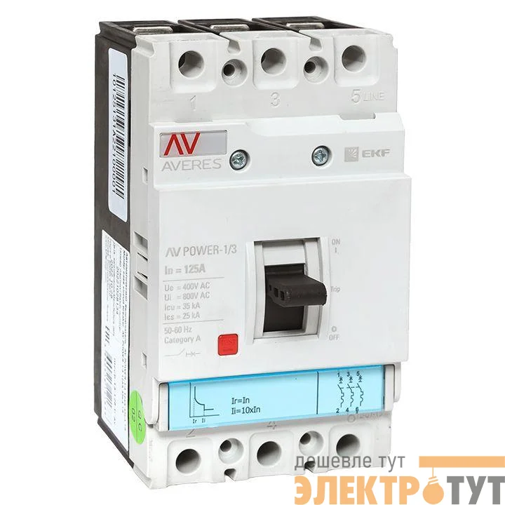 Выключатель автоматический 3п 125А 35кА AV POWER-1/3 TR AVERES EKF mccb-13-125-TR-av