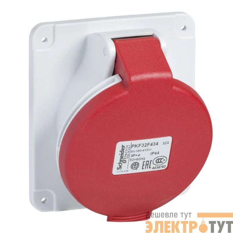 Розетка СП угл. 32А 380В 3P+N+E винт. клеммы IP44 SchE PKF32F435