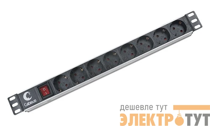 Блок евророзеток для 19дюйм шкафов 10А PDU-8P 8 розеток CABEUS 2402c