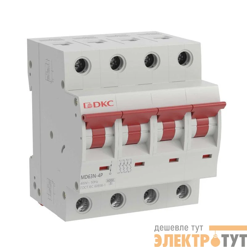 Выключатель автоматический модульный 4п C 6А 6кА MD63N YON MD63N-4PC6