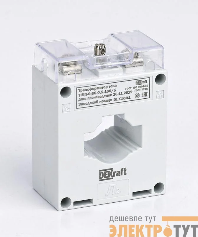 Трансформатор тока ТШП-0.66 250/5А кл. точн. 0.5S 5В.А d30мм DEKraft 50105DEK